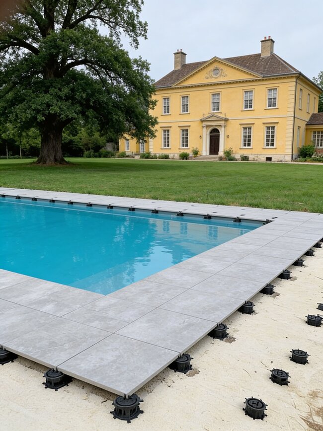ARCHITEKTURA KRAJOBRAZU: Terrasse de piscine de faible hauteur à Sarlat la Canéda