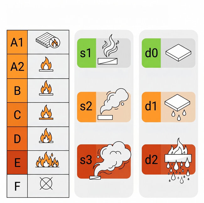 Classification de réaction au feu des matériaux de construction A1 F