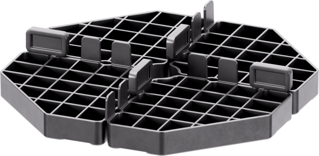 Plot plastique noir fixe modulaire avec papillons de joint pour dalles de terrasse