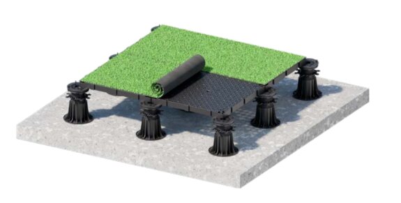 *Photo d'une terrasse surélevée de maison réalisée avec des lames en composite WPC.