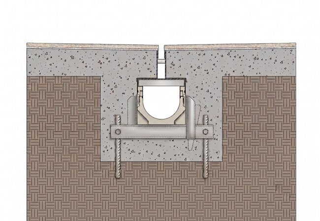 Schéma de montage du canal d'évacuation avec grille à fentes.