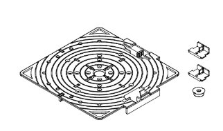 Dessin technique de la base du plot de terrasse avec accessoires