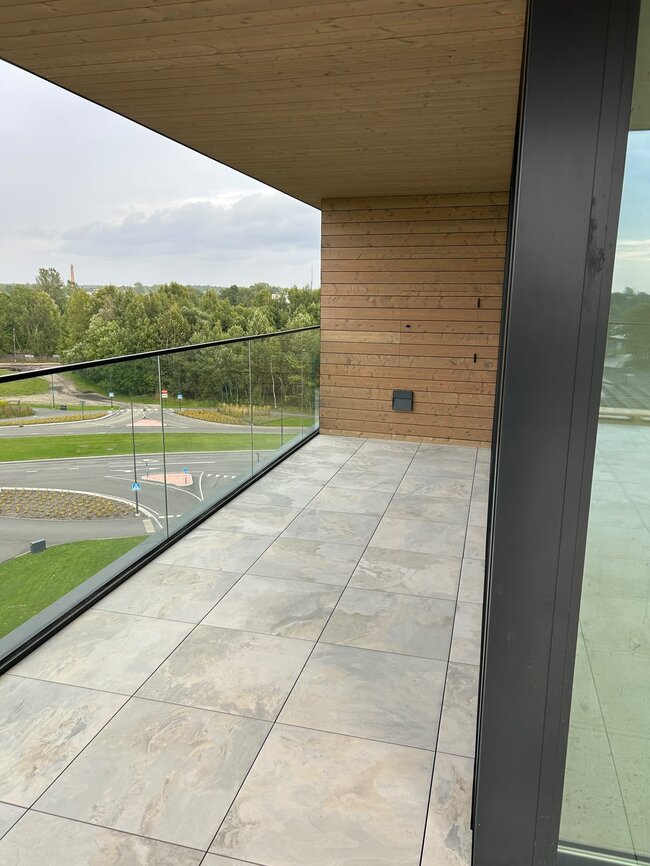 modern balcony terrace installed with outdoor porcelain pave