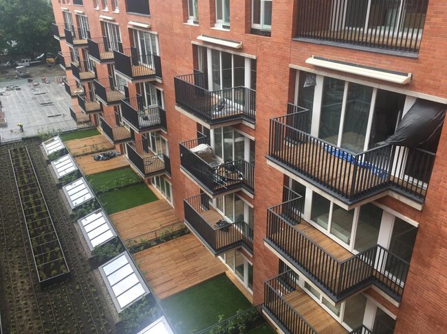 modern multi story residential building featuring timber dec
